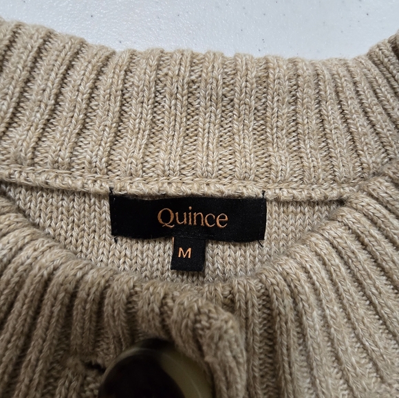 Quince 100% Organic Cotton Cropped Cardigan Cement Marl Women's Medium - Picture 9 of 11